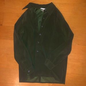 Talbots (Size S) Olive Green Oversized Button Up Long Sleeve Cardigan